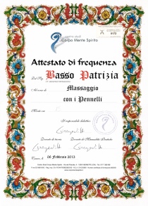 Attestato di frequenza corso di massaggio con i pennelli